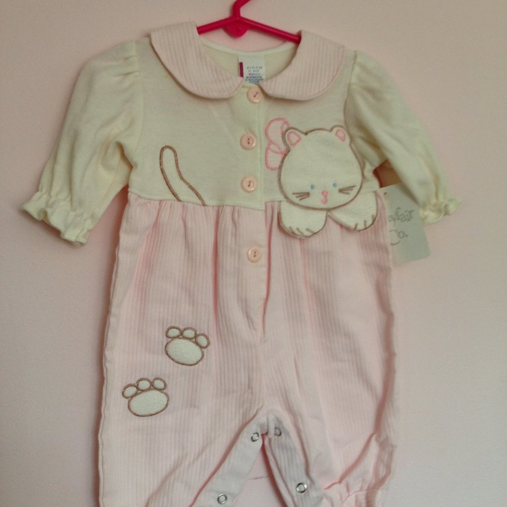 Mayfair Co. Baby's Pink Kitten Romper . Size  3-6 Months.  New with Tags.